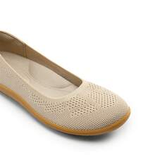 Bailarinas para mujer, con soporte para el arco, puntera ancha, de punto, cómodas, para vestir, viajar, trabajar, negocios y oficina. - Albaricoque - Ver 7