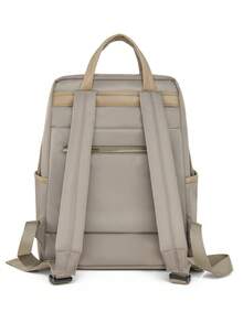 Women's Oxford Cloth Waterproof Laptop Backpack, Solid Color Outdoor Travel Backpack, Suitable For Girls, Students, Office Workers, Applicable For Work, Commuting, School, Business, Travel And Other Occasions - Khaki - View 8