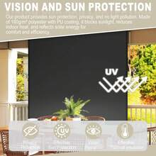 VA-Cerulean Vertical Awning 120/160/180/200 X 250 Cm For Balcony And Terrace – Weather-Resistant Privacy And Sun Protection With Hand Crank – Vertical Roller Blind For Indoor And Outdoor Use – Balcony Privacy Screen With PU Coating – Anthracite/Gray - Dark Grey - View 4