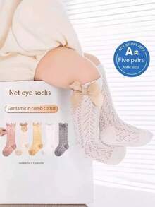 2025 New Class A Summer Thin Mesh Mid-Calf Infant Socks With Bow, For Newborns