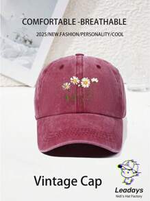 1PC Unisex Daisy Baseball Cap,Curved-Brim Baseball Cap (Dad Hat), With A Vintage Washed Finish And Adjustable Cap Circumference. It Serves As A Sun Hat, Providing Shade. It's Suitable For Outdoor Sports In All Seasons, Can Be Used As A Beach Sun Hat, And Is Great For Daily Wear And Matching. It Also Makes For A Great Gift For Vacations And Trips.