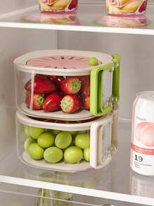 1pc 2-In-1 Double-Layer Drainage Basket, Fruit Drainage Container With Foldable Handle, Fruit And Vegetable Cleaning Bowl, 2-In-1 Easy-To-Use, Drainage Basket, Fruit Storage Basket, Vegetable Drainage Basket, Vegetable Drying, Multifunctional Food Filter