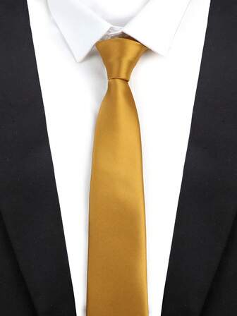 ZONFAZ 1 件男士高品质光滑亮面纯色缎面商务时尚领带男士领带