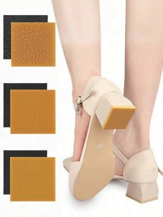 2PCS High Heel Pads, Quiet Friction-Free Shoe Heel Protectors, Anti-Slip Heel Replacement Cushions, Trim-To-Fit Sole Protectors