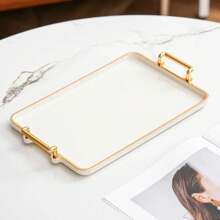 Light Luxury Tray Household Rectangular Cosmetics Storage Tray Living Room Water Cup Storage Hotel Apartment Storage Tray
