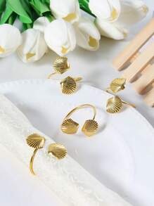 4-6 Pcs/Set Mini Shell Napkin Rings, Simple Napkin Holders For Cloth Napkins, Suitable For Wedding, Reception, Dinner Party, Birthday, Home Gathering, Party Decor