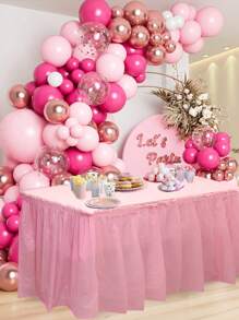 2pcs/Pack Plain Disposable Table Skirt, PE Rectangle Tablecloth And Skirt Decoration For Wedding Birthday Party Supplies,Christmas