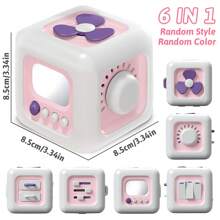 1PC Busy Cube For Kids Sensory Busy Board Travel Toy For Toddlers Educational Leamning Toys Montessori Toys For Babies Sensory FingerTraining Birthday Gift,Accessories Random Color