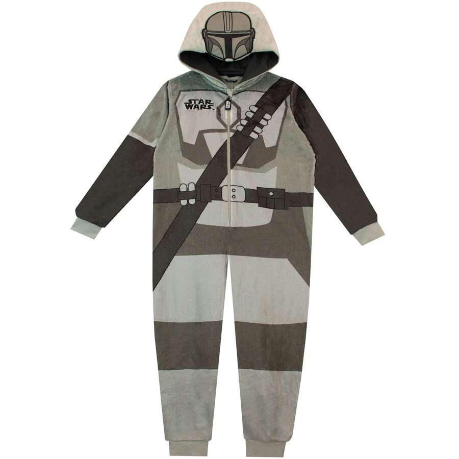 Star Wars The Mandalorian  | The Mandalorian Boys' One Piece Sleepsuit | Kids' PJs | Fast UK Delivery Shipping | Trusted UK Seller | Great Gift For Kids | Perfect For Halloween, Birthdays And Christmas - Grey - View 1