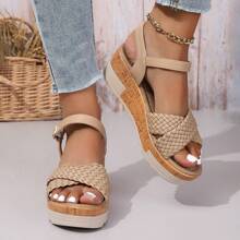 Sandalias de plataforma cómodas, de moda y versátiles para adolescentes, sandalias de plataforma con suela gruesa para la playa para adolescentes, uso en exteriores