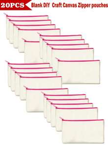 5/10/20pcs Set Blank Canvas Tote Bags For DIY Painting And Digital Printing, Portable Cosmetic Bags For Toiletries, Travel Makeup, Gifts To Express Love And Gratitude, Cute Handbag/Wallet/Snack/Gift Storage Bag With Zipper For Lipstick, Brush, Skincare, Phones, Coins, Small Items Make Up Bag - Beige - View 10