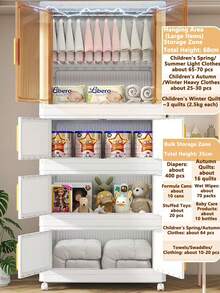 折叠衣柜，免安装家用卧室简易衣服收纳柜，可收纳儿童、衣服和服装 - 彩色 - 查看 6