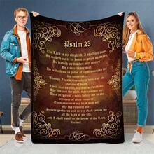 An Inspiring Scripture Blanket,Super Soft Flannel Printed  Blanket,As Birthday Gifts, Family, Wedding, Souvenir Blankets, Polyester Blankets Suitable For All Seasons, Washable, Machine Washable, Lightweight, Breathable, Comfortable, Warm, Unique, 280gsm For Him, Her Personalized Ideal Gifts For Her, Him, Family, Boyfriend, Girlfriend, Father, Family, Mother, Lover, Daughter, Son, Grandfather, Grandmother, Teacher,Doctor, Nurse,Friend, Classmate, Pet.Perfect Nap, Camping, Travel, Home, Daily Life, Office Decoration, Birthday, Anniversary, Valentine's Day, Thanksgiving, Graduation Season,Christmas, Halloween, Mother's Day, Father's Day, Wedding, New Year Gifts ,Sofa,Bed,Car,Bedroom,Living Room,Office,  Outdoor Camping, Beach,Wall Decoration - 彩色 - 查看 1
