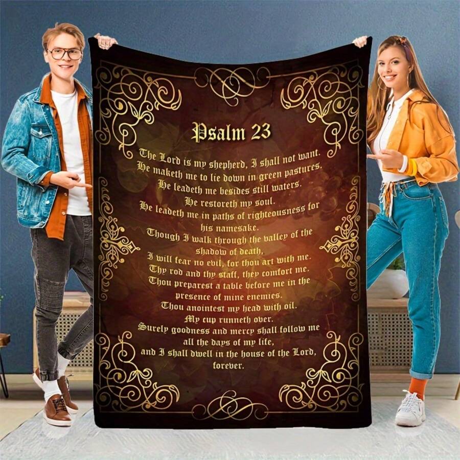 An Inspiring Scripture Blanket,Super Soft Flannel Printed  Blanket,As Birthday Gifts, Family, Wedding, Souvenir Blankets, Polyester Blankets Suitable For All Seasons, Washable, Machine Washable, Lightweight, Breathable, Comfortable, Warm, Unique, 280gsm For Him, Her Personalized Ideal Gifts For Her, Him, Family, Boyfriend, Girlfriend, Father, Family, Mother, Lover, Daughter, Son, Grandfather, Grandmother, Teacher,Doctor, Nurse,Friend, Classmate, Pet.Perfect Nap, Camping, Travel, Home, Daily Life, Office Decoration, Birthday, Anniversary, Valentine's Day, Thanksgiving, Graduation Season,Christmas, Halloween, Mother's Day, Father's Day, Wedding, New Year Gifts ,Sofa,Bed,Car,Bedroom,Living Room,Office,  Outdoor Camping, Beach,Wall Decoration - 彩色 - 查看 1
