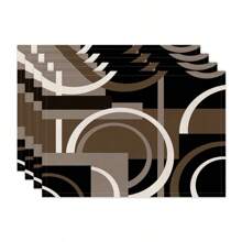 1pc/4pcs/6pcs Daily Decorative Placemat, Black And White Geometric Linen Placemats, Dirt-Resistant Mats, Suitable For Home, Dining Room And Restaurant, Tabletop Decor, Home Goods
