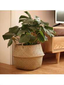 1 szt. Duży ręcznie robiony pleciony kosz do przechowywania roślin winorośli, retro rattanowa tkana doniczka do ogrodu, wystrój wnętrz i na zewnątrz