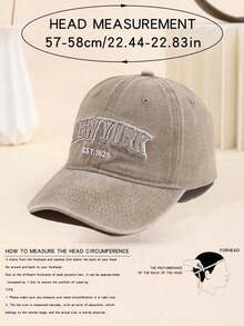 1pc Orange Letter "New York" Vintage Baseball Cap - Khaki - View 2