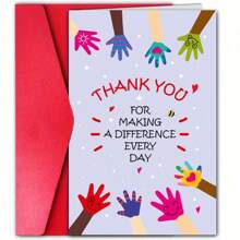 1pc Appreciation Card For Teachers And Teaching Assistants, Paper Thank You Note With Envelope, Gratitude For Making A Difference Every Day, Suitable For School And Special Occasions School Decor School Surprise Dormitory Decor Back To School