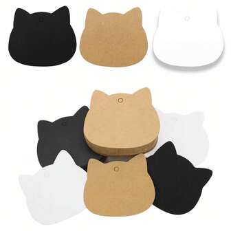 100Pcs Cat Head Kraft Paper Tags Gardening Labels DIY Wedding Note Blank Craft Gift Tag