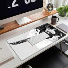 BHJLAXR Black And White Japanese Samurai Sword Game Mouse Pad XL, Extended Large Mouse Pad Desktop Pad, Stitched Edge Mouse Pad, Long Mouse Pad, 31.5 X 11.8 Inches