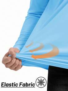 KEFITEVD Men's Long Sleeve Athletic Shirts 1/4 Pullover Zip Sun Protection Rash Guard UPF 50+ Outdoor Running T-Shirts - Waterfall Blue - View 5