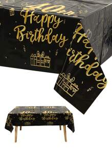 1 pezzo Tovaglia monouso nera e dorata con tema per 18°, 21°, 30°, 40°, 50°, 60°, 70° compleanno per decorazione di feste, raduni, Natale