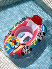 1 件带座椅的充气游泳圈，可爱儿童游泳池浮圈，带手柄的幼儿游泳训练圈，带方向盘的夏季游泳浮圈