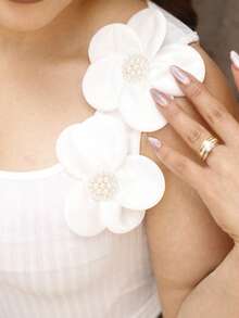 Lupita Cardoza Damen Ärmellos Top mit quadratischem Ausschnitt, Blumen Dekor, Lässig, Ripp-Strick