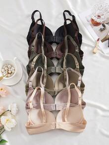 6PCS Women's Comfortable Multicolour Casual Wired Soft Cup Bralette Lingerie Underwear Bra - Multicolor - View 9