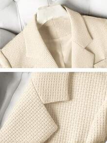 HOMEYEE Women's Lapel Long Sleeve Vintage Elegant Casual Business Professional OL Top Blazer For Autumn/Winter - Màu be - Xem 3