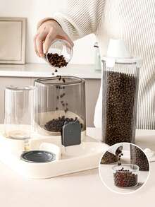 1pc Airtight Pet Food Storage Container, Large Capacity Transparent Cat/Dog Food Dispenser With Locking Lid, Moisture-Proof And Insect-Proof Kitchen Food Storage Box, Durable Transparent Pet Food Container For Dry Food And Treats - Clear - View 4