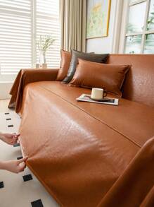 1pc Waterproof & Anti-Scratch Oil-Wax Leather Sofa Slipcover, All-Season Sofa Protector, Universally-Fitted Sofa Cover