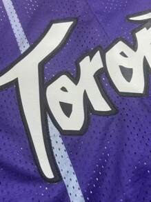 Atonmore Herren Basketball Shorts, Retro Mesh Stickerei Reißverschlusstaschen Sport Shorts, Lila, Größe 15