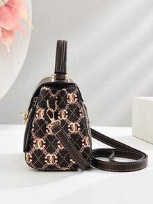 1pc Retro Floral Print One Shoulder Handbag, Twist Lock Flap Zipper Wallet, Elegant Women Purse For Holiday Outfit, Sweet Style Gift For Ladies