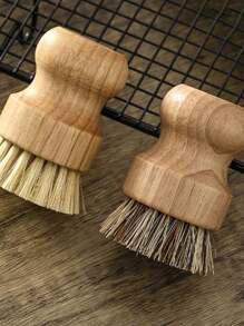 Brosse de récurage en jute à poils doux de taille L avec manche court, pour le nettoyage de la cuisine, des casseroles et de la vaisselle, 1/2pcs, marron, cuisine, salle de bain, maison, fournisseurs de produits ménagers