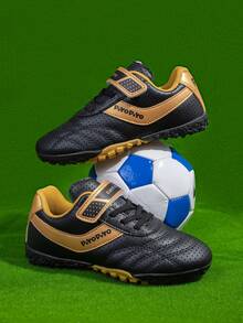 Children's Professional Soccer Shoes, Classic Color Design With Lace-Up, Suitable For Daily Soccer Training, Matches, Anti-Slip Cleats Sole, For Professional Grass Field - Black - View 8