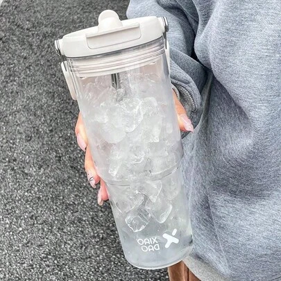 1 件大容量吸管水瓶 - 耐用、防漏、适合户外运动和健身、可爱的礼物