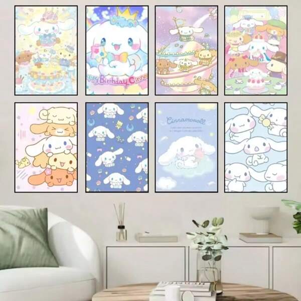 Sanrio 1 pièce Affiches murales avec cadre en option, Impression d'affiche Sanrio Cinnamoroll mignon, peinture murale pour chambre, salon, autocollant mural de bureau, petit format