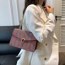 Schlangenmuster Tasche Damentasche Retro Kettentasche Damen Schulter Crossbody kleine quadratische Tasche