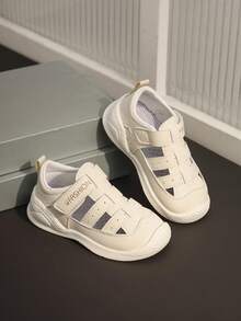 زوج من صنادل الأطفال الرضع / البنات بطراز جديد للصيف ، إغلاق بخطاف وحلقة ، تصميم شبكي تنفسي - بيج - مشاهدة 7