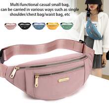 Bolso de cintura estilo coreano, ligero de nailon | Bolsa de pecho multifuncional para deportes y con cremallera antirrobo ajustable y gran capacidad para guardar el teléfono móvil, el cambio y artículos personales, ideal para viajes al aire libre y salidas - Multicolor - Ver 2