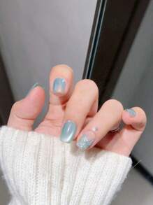 10 sztuk teksturowanych szklanych koralików syrenki, kolorowe końcówki do paznokci w kształcie kociego oka, najwyższej jakości delikatne rozjaśniające czyste ręcznie robione ozdoby do paznokci