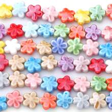 10 pezzi Perle in ceramica a forma di fiore da 12 mm per realizzare gioielli fai-da-te - Perle decorative multicolore vibranti per collane, braccialetti e accessori, forniture per hobby, perle con finitura lucida, perle vibranti, perle per la creazione di gioielli