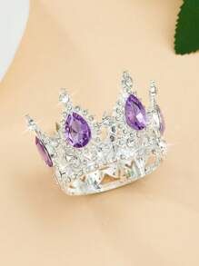 1 pieza Accesorio para el cabello con corona redonda de estilo barroco, corona de adulto para cumpleaños, corona de reina para decoración de fiesta de cumpleaños