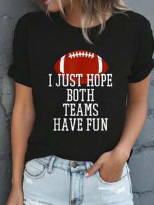 100% Cotton I Just Hope Both Teams Have Fun T-Shirt4,Fashion Casual Short-Sleeved T-Shirts For Men And Women - Black - View 1
