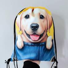 Fashionable Zipper Dog Denim Printed Outdoor Sports Casual Drawstring Backpack, Unisex Gym Hiking Cycling Camping Party Travel Daily Commuting Portable Foldable Daypack, Best Gift For Friends, Lightweight Travel Storage Bag - Multicolor - View 14
