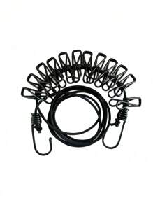 Portable Elastic Retractable Clothesline With 12 Clips - Elastic PVC Coated, Length 70.87 Inch, Suitable For Outdoor Travel And Home Use, Suitable For Backyard, Resort Hotel, Balcony Clothes Drying, Travel Clothesline For Socks And Small Items | Durable Clips, Clothesline Wear Resistant