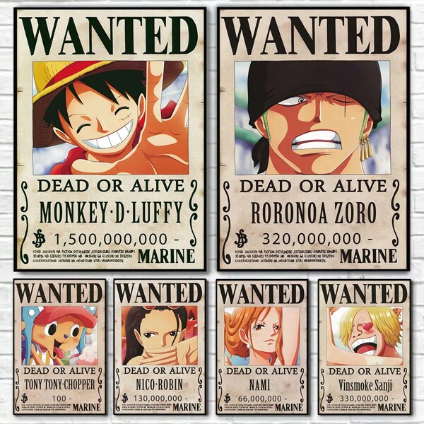 ONE PIECE 1pc Anime Posters Vintage One Piece Bounty Wanted Marco Living Room Decoration Paintings Birthday Gifts Hd Print Art Prints Frameless