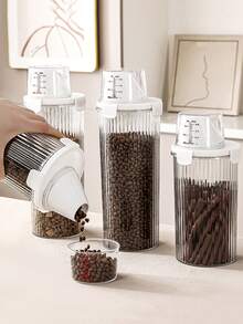 1pc Airtight Pet Food Storage Container, Large Capacity Transparent Cat/Dog Food Dispenser With Locking Lid, Moisture-Proof And Insect-Proof Kitchen Food Storage Box, Durable Transparent Pet Food Container For Dry Food And Treats - Clear - View 6