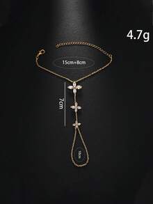 A Golden Simple Fashion Flower Finger Bracelet Temperament Rhinestone Back Chain Jewelry Accessories Summer Beach For Women - Silver - View 6